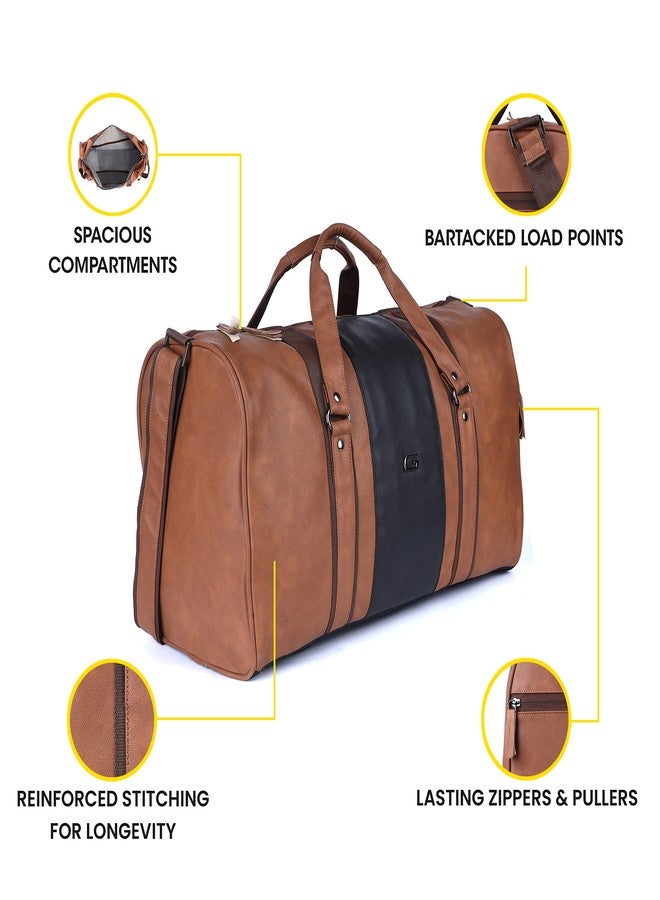 Gear Vintage Faux Leather 26L Water Resistant Travel Duffle Bag/Gym Bag for Men/Women (Tan), W-23 CM, Multicolor - Image 5